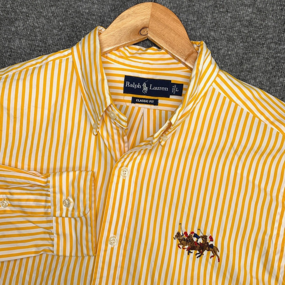Vtg Polo Ralph Lauren Shirt Men Large Triple Pony Preppy Heritage Ivy League Y2K